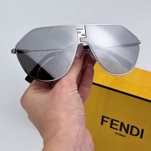 Fendi FE40080U FF MATCH 12C BRAND NEW Sunglasses Ruthenium Mirror Unisex Round - Picture 2 of 13